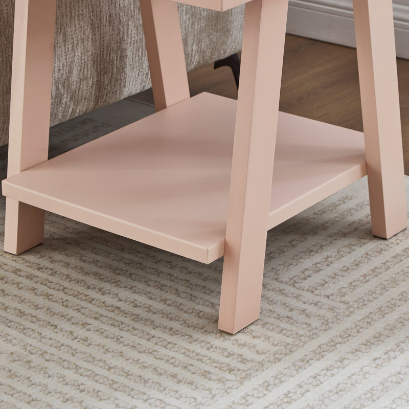 Table de bout avec rangement Angeleca, Rose, H 22 po x l 23,5 po x P 14 po