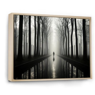 «Black and White Forest Silence», art mural encadré «Forest»
