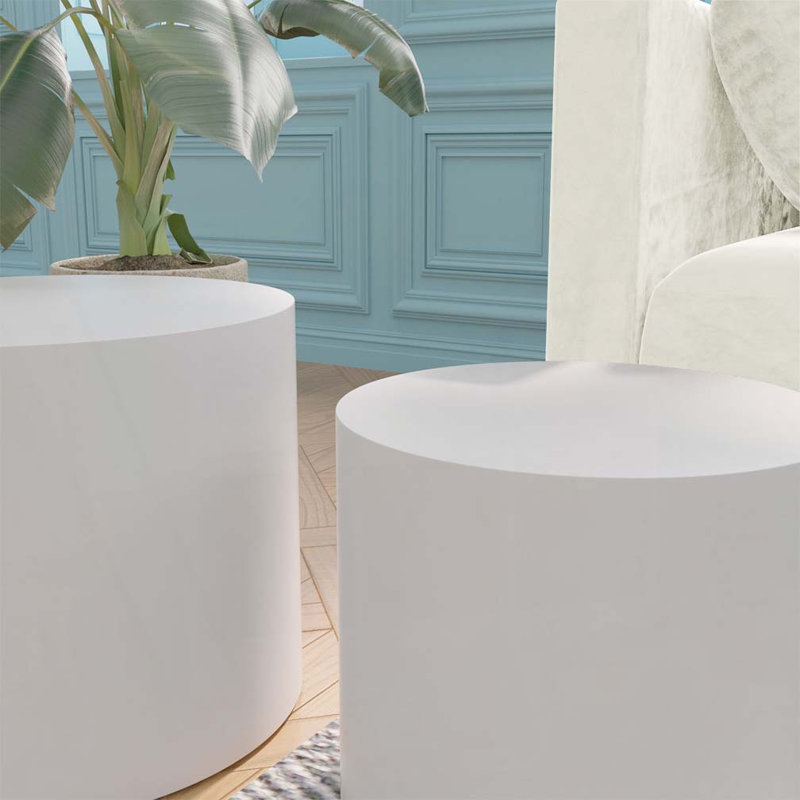 Ensemble de tables basses rondes, Blanc