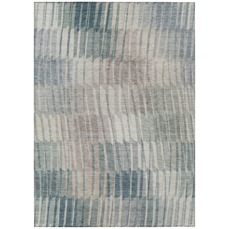 Machine Washable Indoor/Outdoor Huseby ACN2271 Stripes Rug