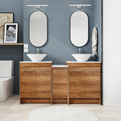 58.86'' Double Bathroom Vanity with Ceramic Top