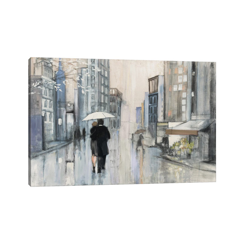 Spring Rain New York Neutral by Julia Purinton - Wrapped Canvas Painting, 66.04 cm H x 45.72 cm W x 1.91 cm D