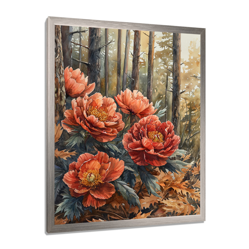 Bracher - Art mural floral, H 32 po x l 16 po, Reproduction encadrée d'une seule photo, Argent argent