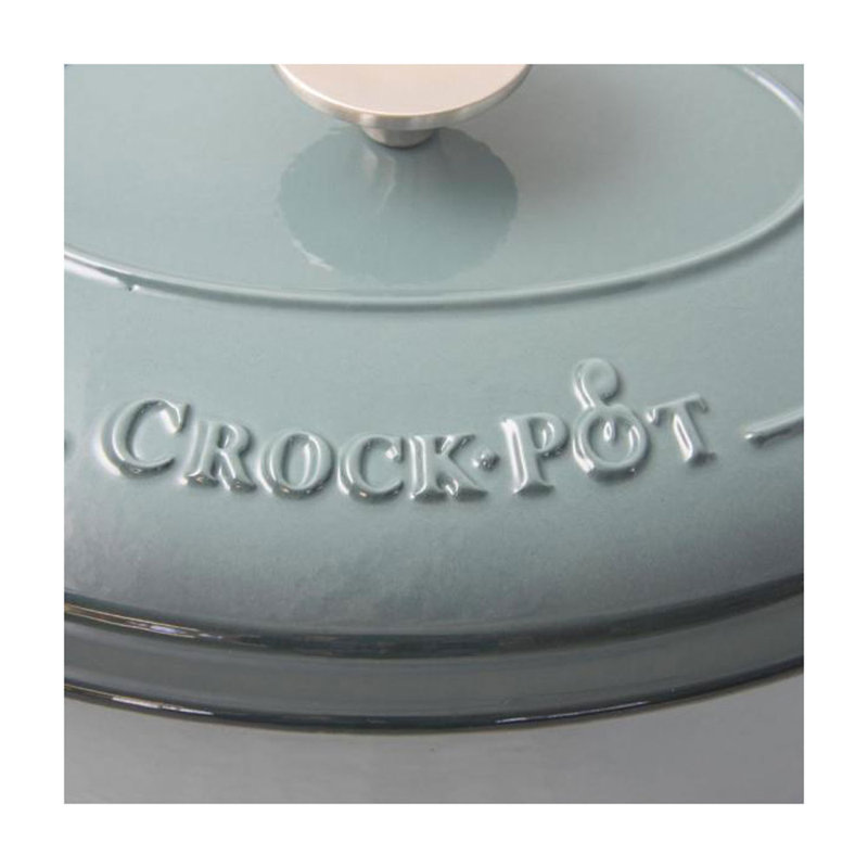 Crock-Pot Artisan Non-Stick Cast Iron Round Dutch Oven, 6 qt, White/Gold