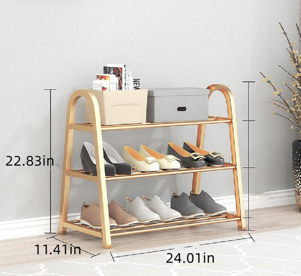 Ebern Designs 20 Pair Solid Wood Shoe Rack