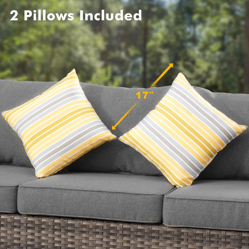 Lovall Premium All-Weather Wicker 9 - Person Patio Conversation Set with Cushions, Dark Gray