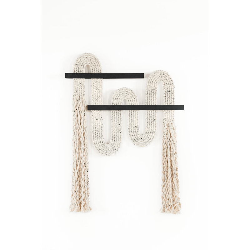 Vibrato Hand Woven Cotton Wall Hanging, Ivory/Black Speckles