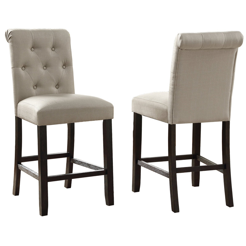 2 tabourets à hauteur de comptoir, revêtement brun clair, tabouret à structure solide en bois brun clair, avec structure en bois
