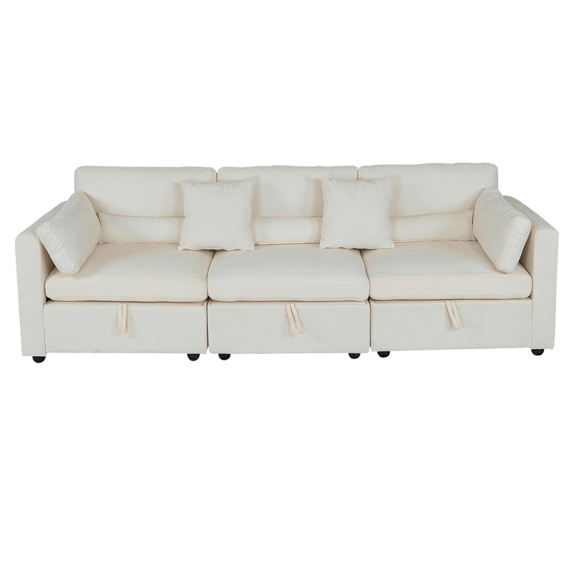 Sofa, Beige Chenille