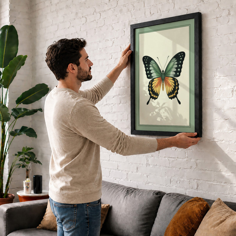 Specimen Butterfly Botanical - Print, A1 - 84.1 x 59.4 cm, Black