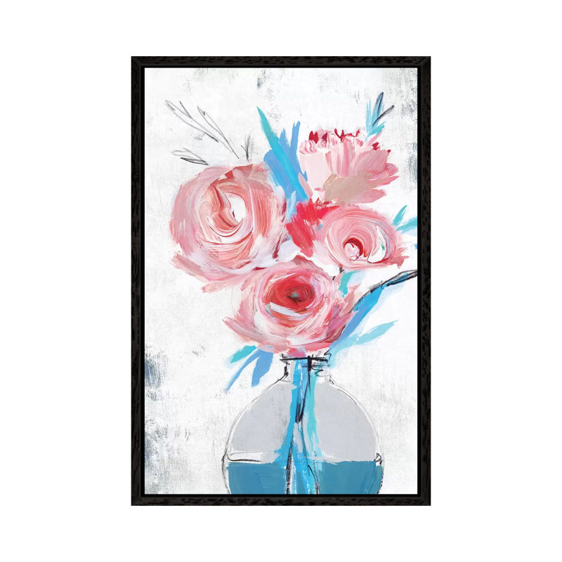 Blue Vase II by Isabelle Z - Painting on Canvas, 101.6 cm H x 66.04 cm W, Black Framed
