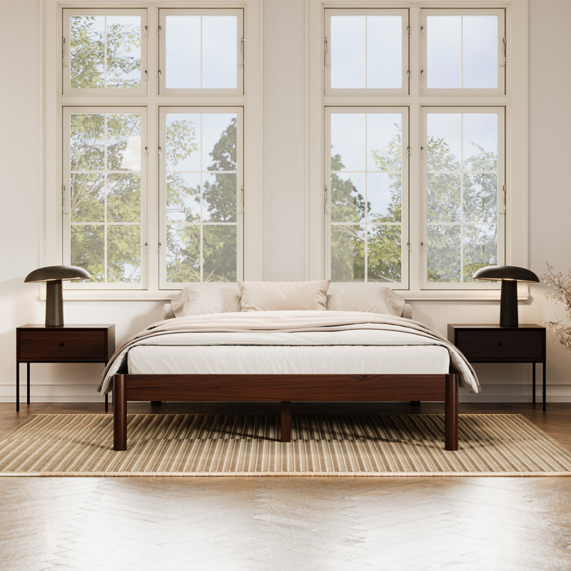 Ardin Solid Wood Bed Frame, Walnut, King