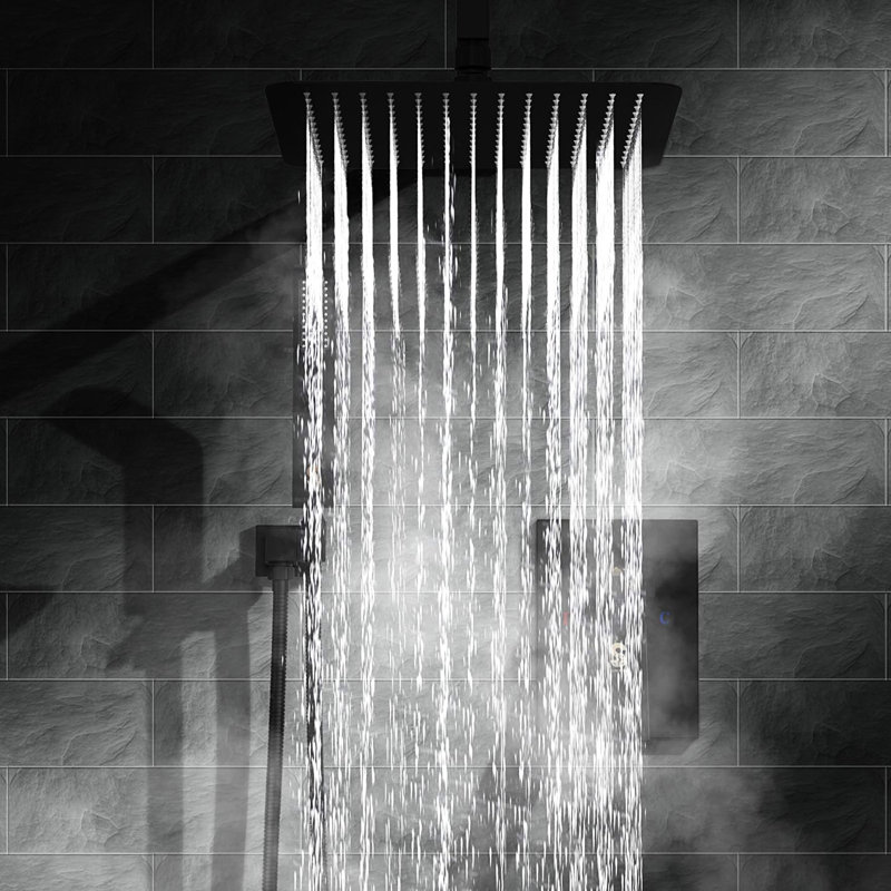 10 Inch Shower Head For Bathroom - Luxury Rain Mixer Wall Mounted Matte Black Brass Cast Unobstructed Water Forged Easy Discharge