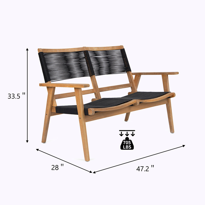 Gabriellia 47.24'' Wide Acacia Loveseat