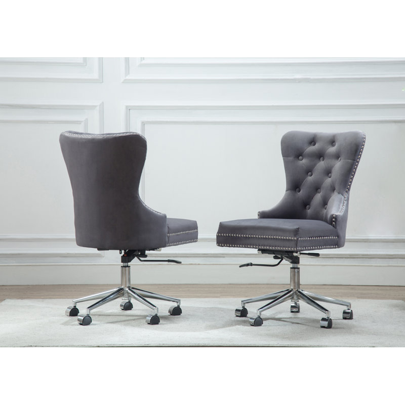 Mercer41 Marjorie Velvet Task Chair, Dark Gray