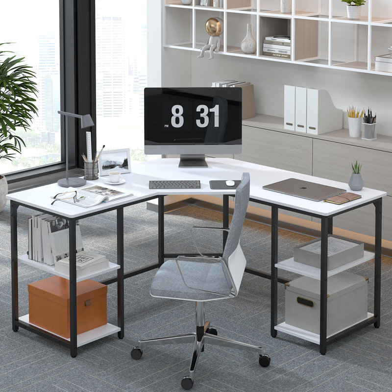 Bureau en L Haillee, Blanc / noir