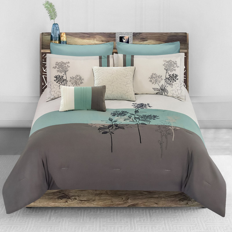  Microfiber 8 Piece Comforter Set, Queen Comforter + 7 Additional Pieces