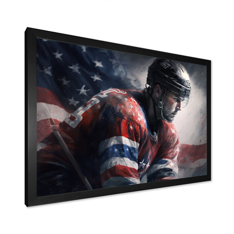 «Hockey Player On Break III», impression sur toile, Impression noire sur toile encadrée, H 30 po x l 40 po x P 1,5 po