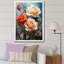 Décoration murale beige et orange rose - roses, art mural salon-97186482-97186470