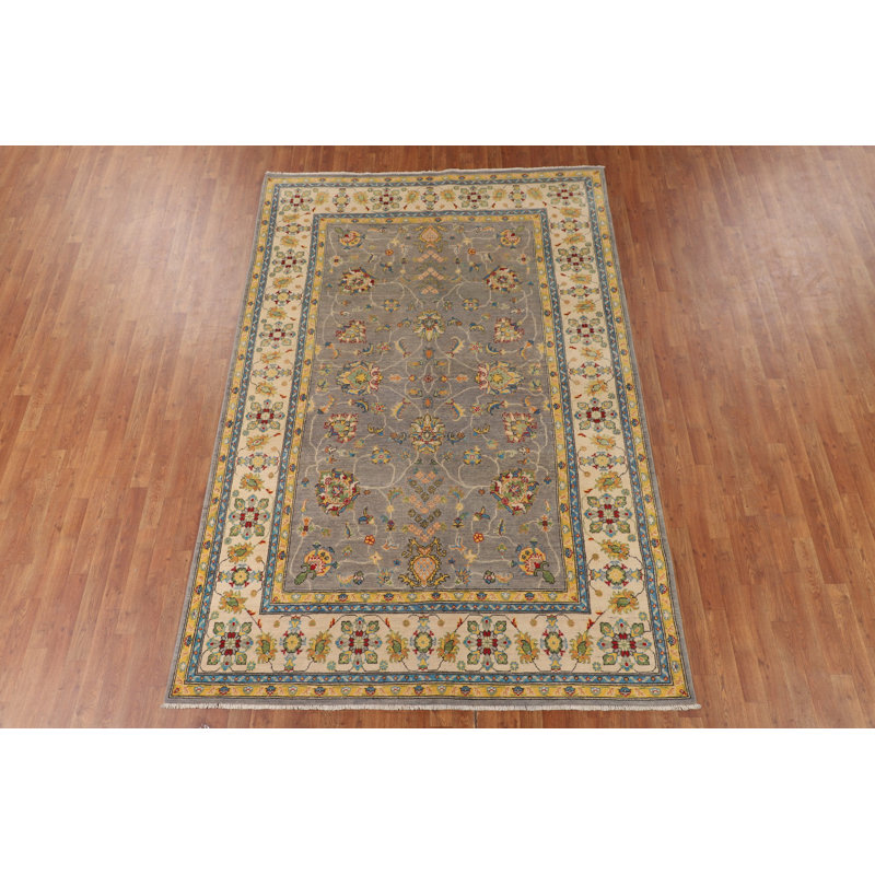 Tapis oriental fait à la main à motif floral Oushak 7 x 10