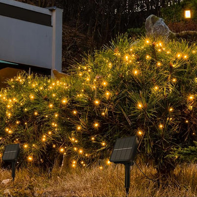 2 Pack Solar String Lights Outdoor - Total 92FT 240 LED Solar Christmas Lights Outdoor Waterproof With 8 Lighting Modes For Xmas Tree Garden Party Decorations(Warm White)