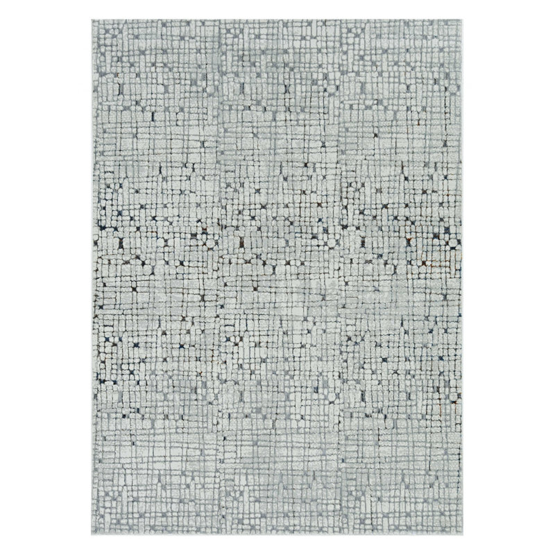 Grey Mosaic Area Rug, Rectangle 3' x 5'