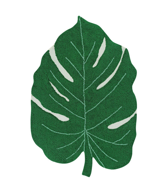 Plants Hand Knotted Cotton Area Rug in Green