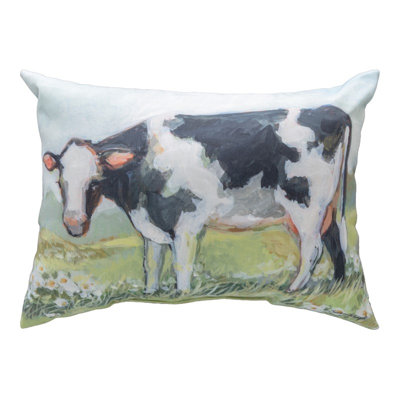 Coussin décoratif intérieur et extérieur 18 po x 13 po Field of Home Cow Climaweave