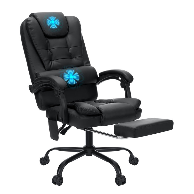 Fauteuil de bureau ergonomique avec vibrations Hargun, Noir