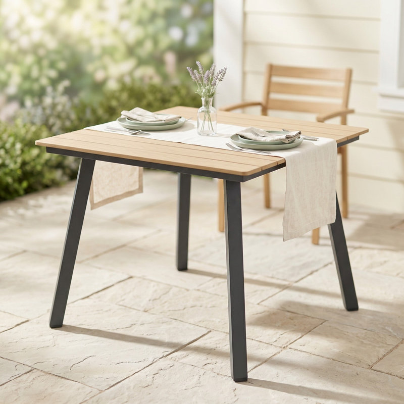Outdoor Dining Table Collection with Umbrella Hole, All-Weather Foldable & Square Options, 35", Yellow