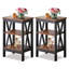Lit double tapissier double avec 2 tables de chevet - lumières DEL et station de charge, ensemble de chambre à coucher moderne-281067226