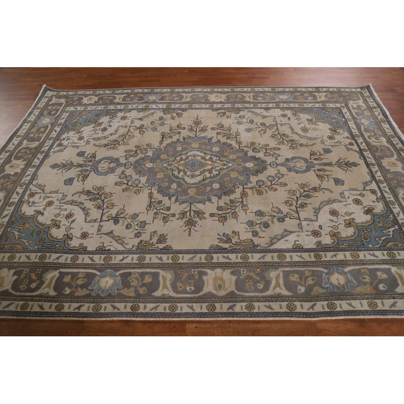 Tapis géométrique motif persan Tabriz noué à la main 6 x 10