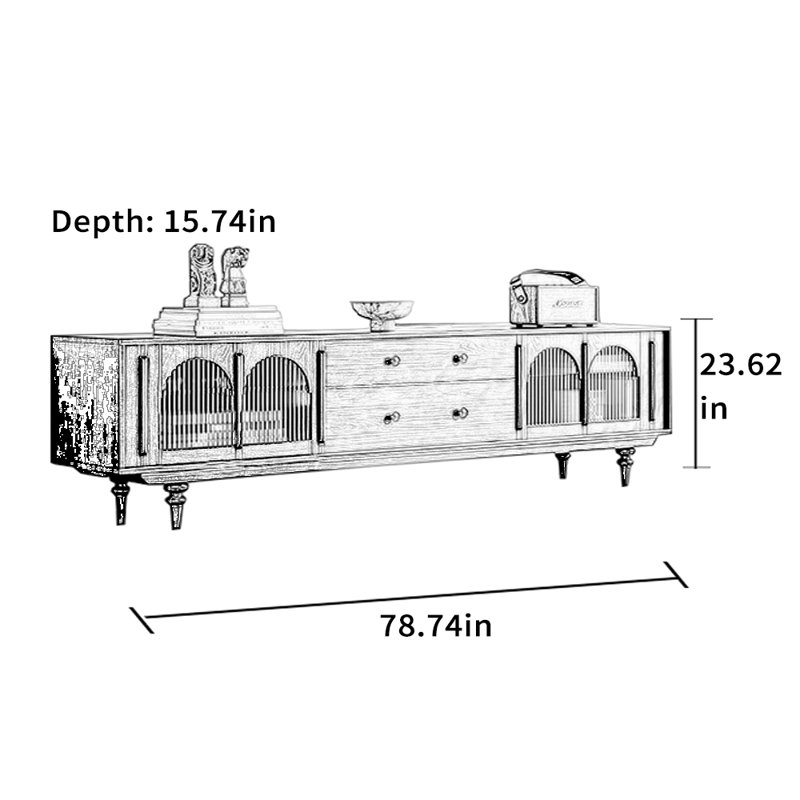 Meuble télé en bois massif Cerisier pur, 78.74"