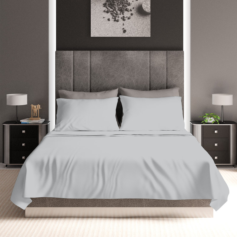 100% Cotton Super Soft Graphene-Infused Sateen Sheet Set, Light Gray, King  Sheet Set + 1 Fitted sheet + 2 Pillowcases