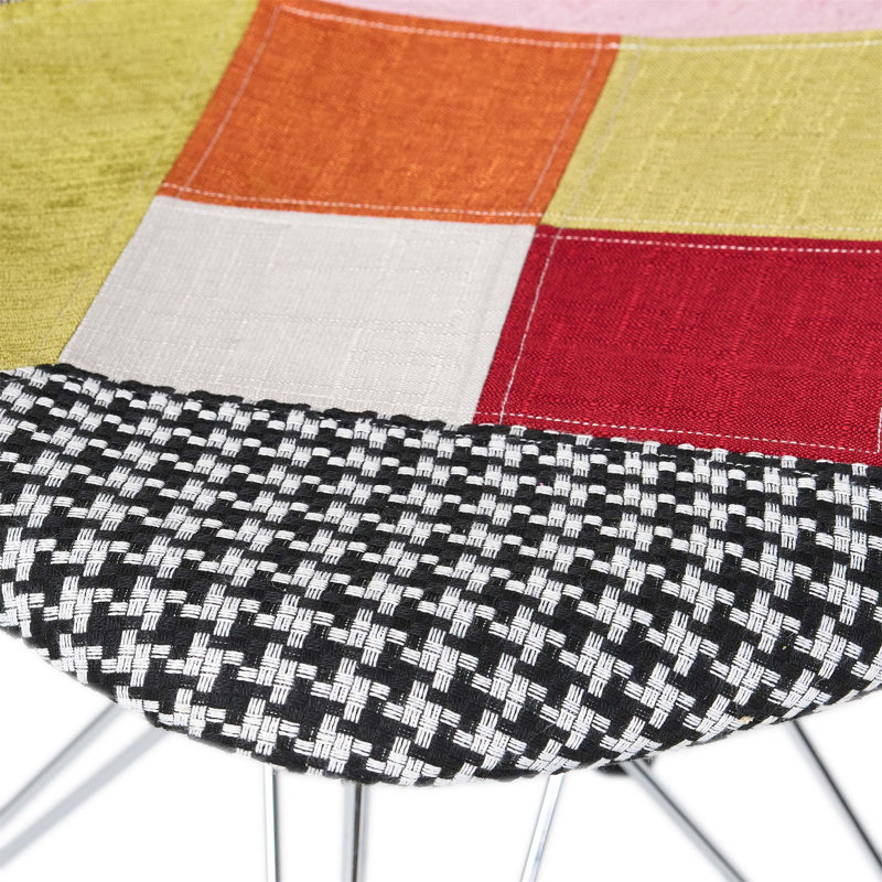 Patchwork Accent Chair Bohemian Style Fabric? Chair With Chromed Legs Geometric Pattern Chair Set Of 2