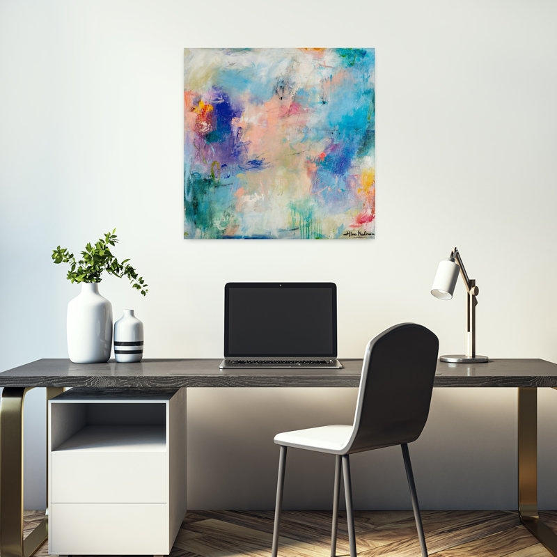 Morning Reflections, art abstrait contemporain, H 18 po x l 18 po