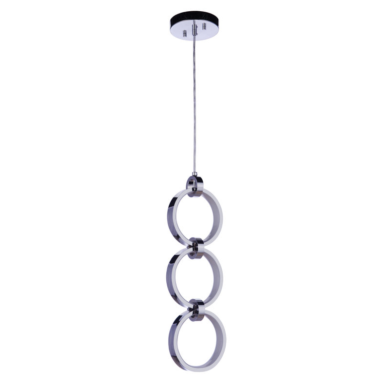 Luminaire suspendu à DEL 3 lumières Kemma, Chrome