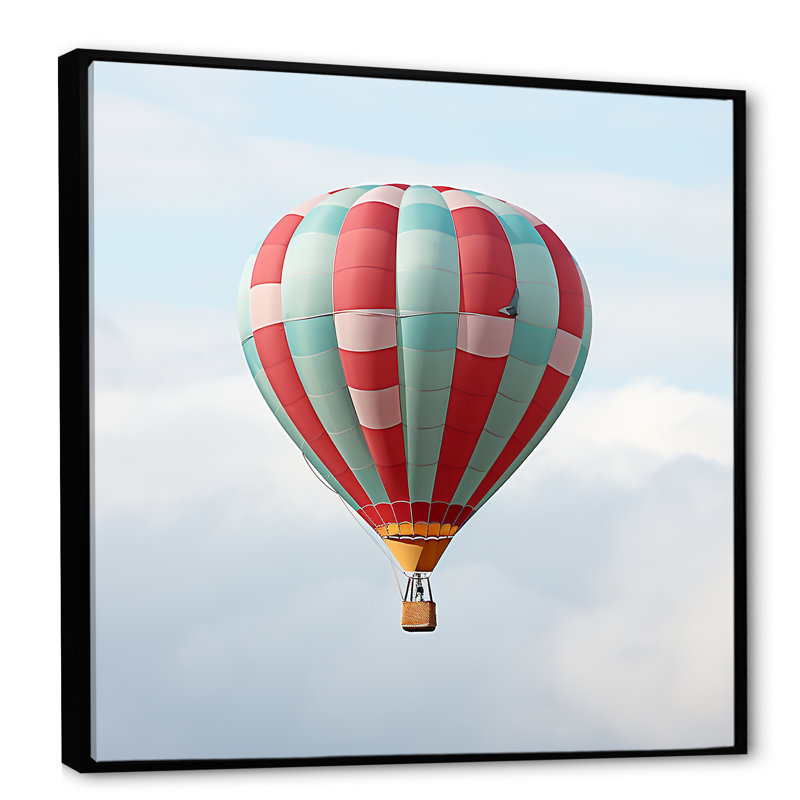 Montgolfière dans le ciel II - montgolfière, art mural, Cadre flottant noir, H 16 po x l 16 po x P 1 po