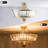 20''-4 Lights Brushed Brass Modern Metal And Crystal Semi Flush Mount Lighting For Living Room/Bedroom-625524028