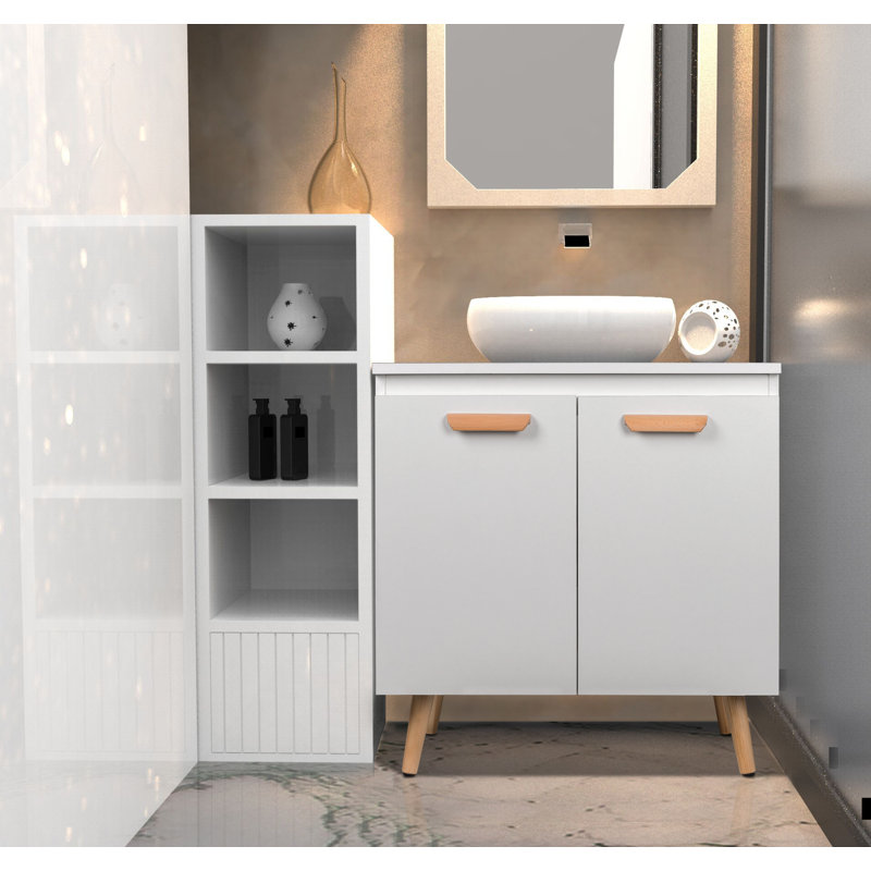 Romano 60cm Single Bathroom Vanity Base Only, White
