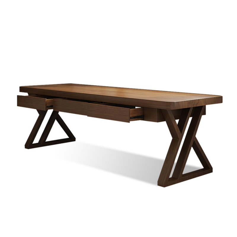 Dark Walnut Rectangular Solid Wood desks, 29.53" H x 78.74" W x 23.62" D