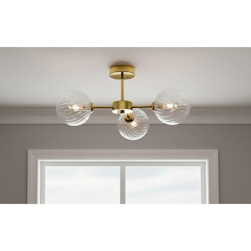 Glass Flush Mount, Brass