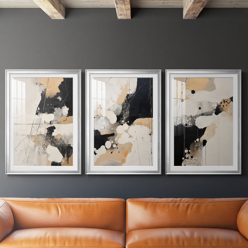 ABSTRACT Series DV III - Impression encadrée de qualité supérieure sur mesure mat - 3 pièces, H 21 po x l 30 po