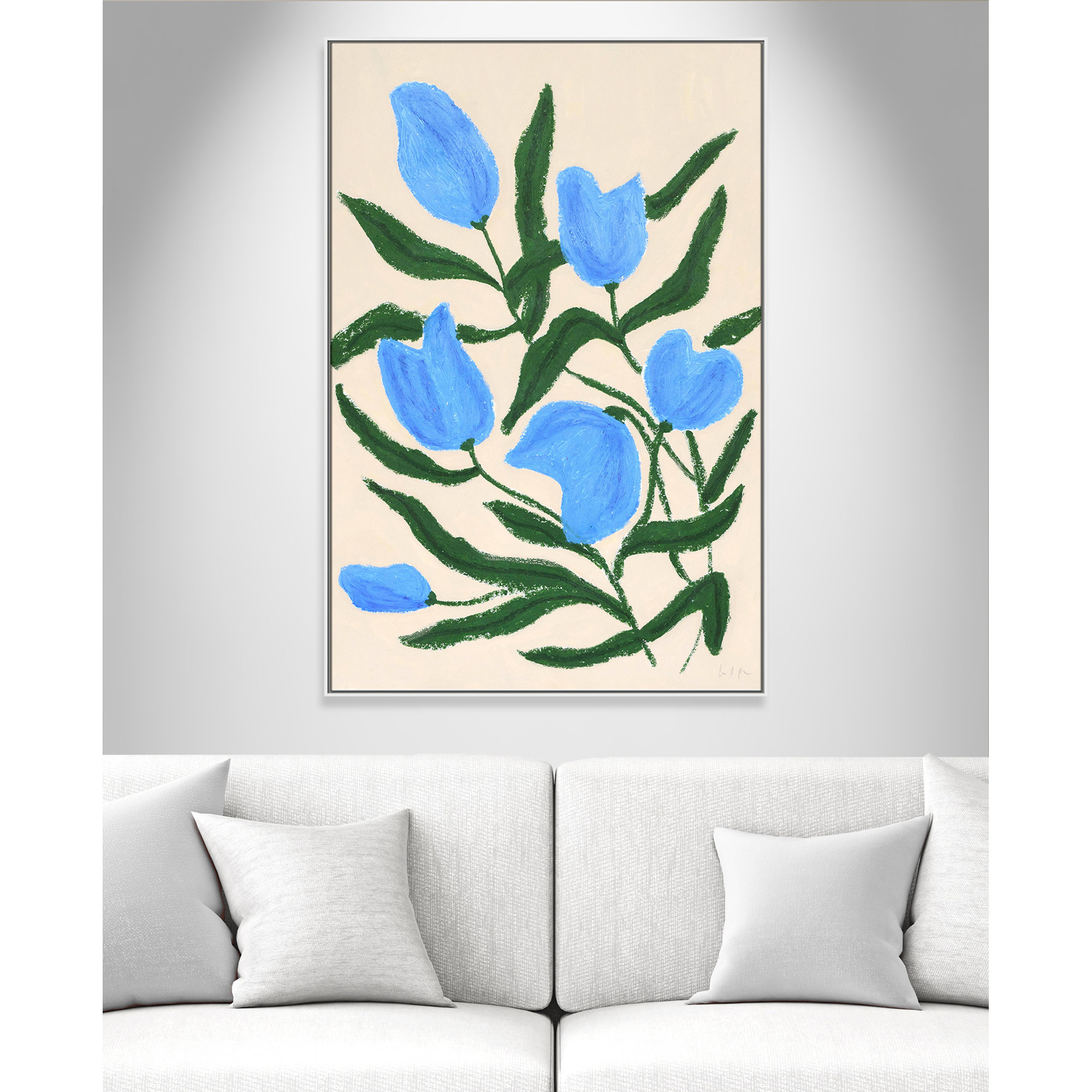 Blue Tulips Print by Camilla Bergqvist, White, 61.5" H x 41.5" W