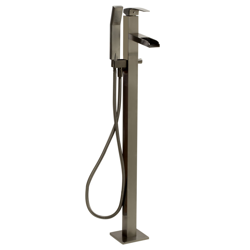 1 Handle Floor Waterfall Faucet with Diverter, Brushed Nickel