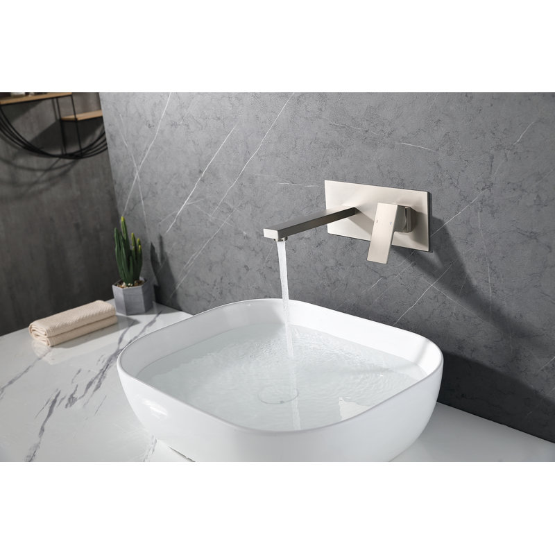 Wall Mounted Bathroom Faucet Brass Single Handle Bathtub Faucet with Rough-in Valve, Brushed Nickel