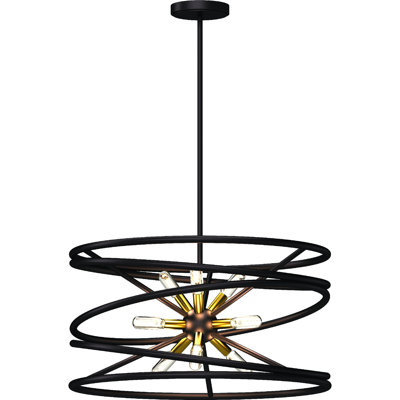 Lustre suspendu 9 lumières en bronze antique