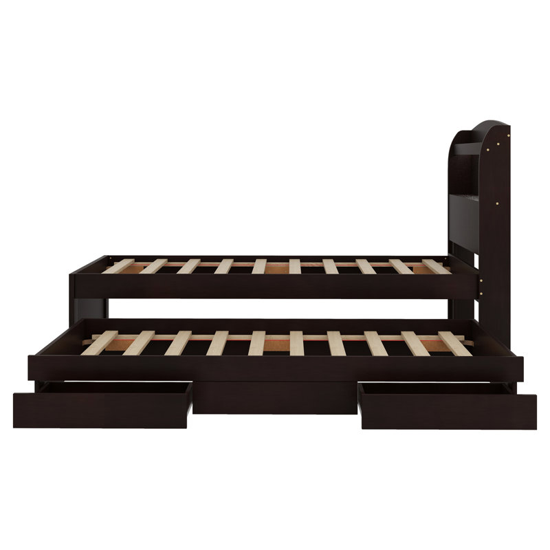 Lit avec rangement Myquisha, Brun foncé