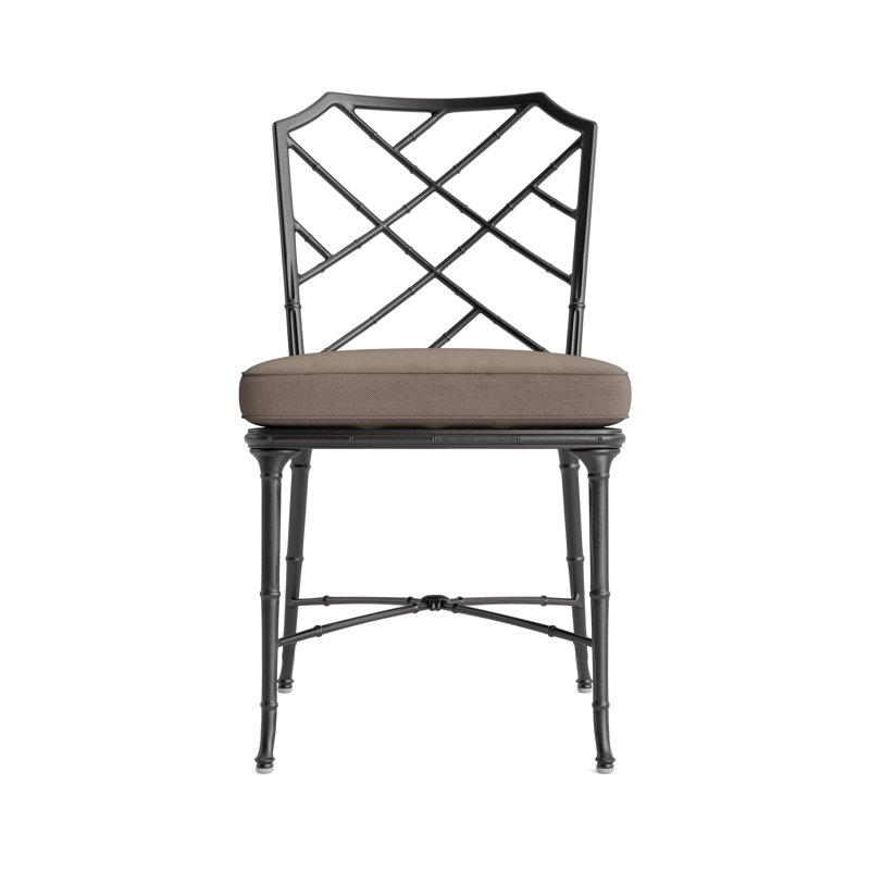 Calcutta Outdoor Dining Side Chair, Tan, Textured Pewter, Fusion Natural
