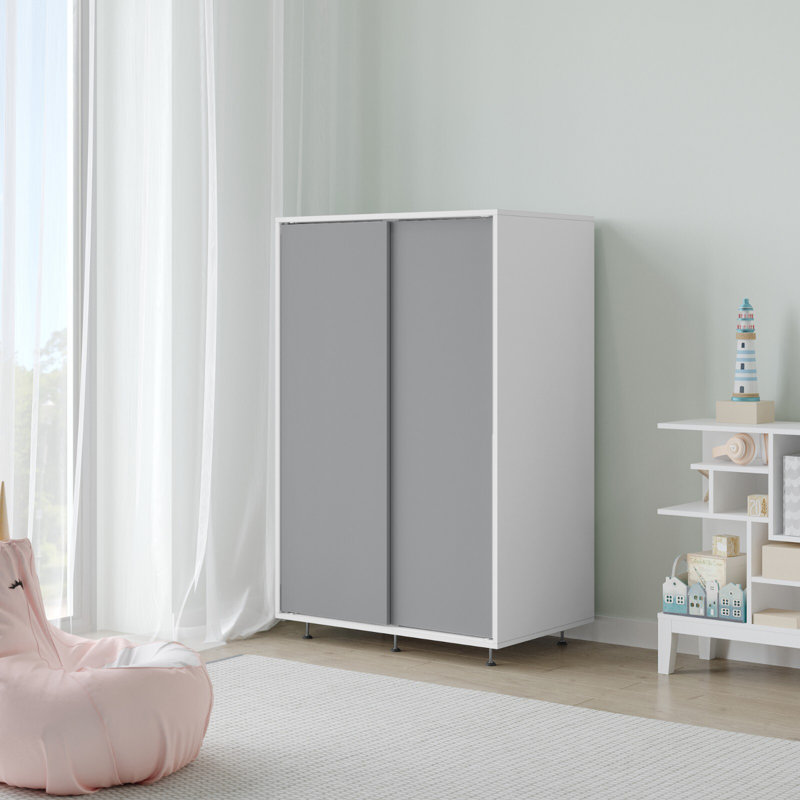 Engineered Wood Wardrobe, White/Grey